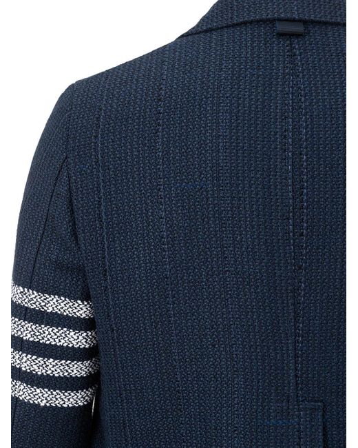 Thom Browne Chesterfield Overcoat Blue In Tweed for men