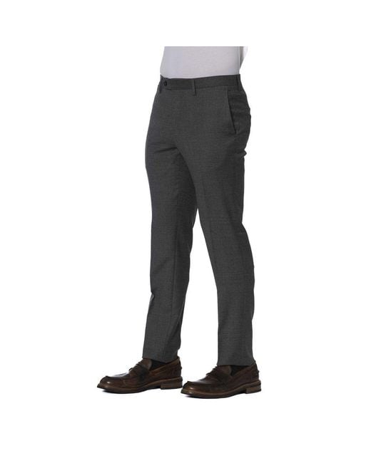 Trussardi Black Gray Wool Men Trouser for men