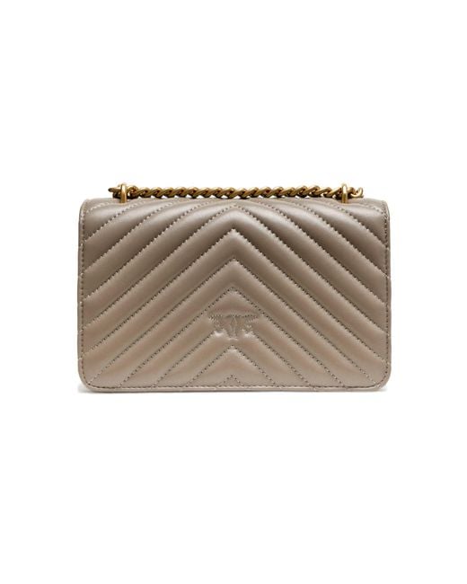 Pinko Multicolor Grey Leather Love One Mini Shoulder Bag