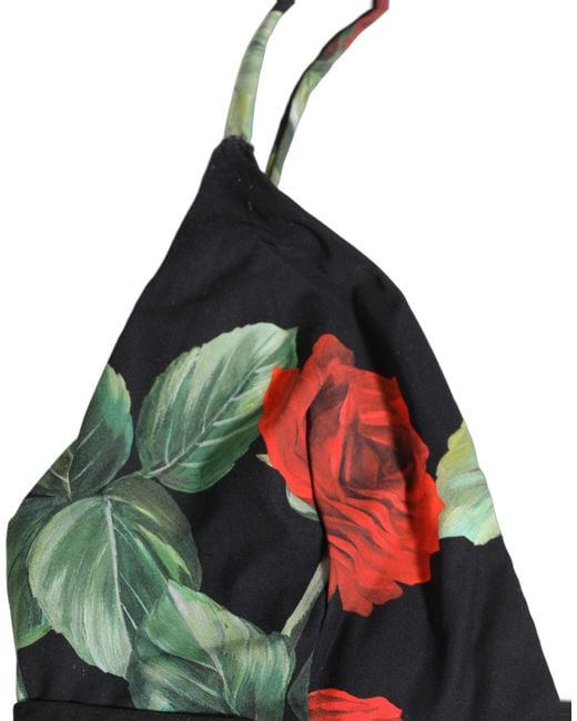 Dolce & Gabbana Black Floral Print One Piece Swimsuit Swimwear Nylon Elastane Clothing