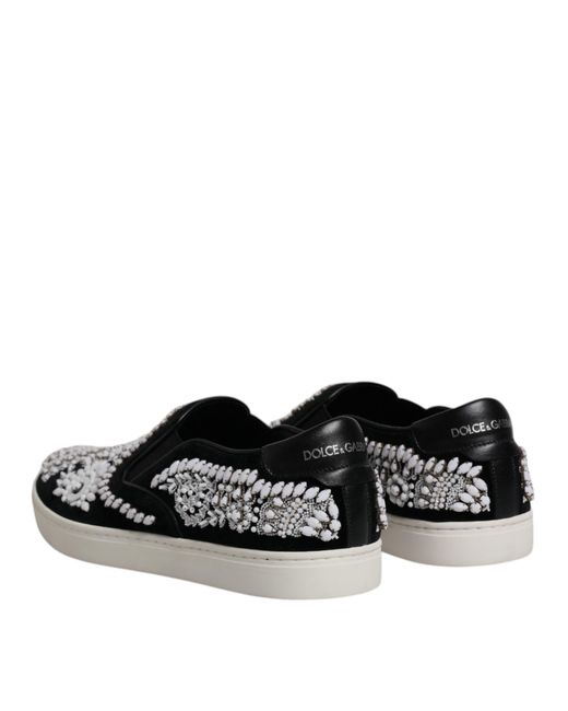 Dolce & Gabbana Black Embellished London Men Slip On Shoes for men