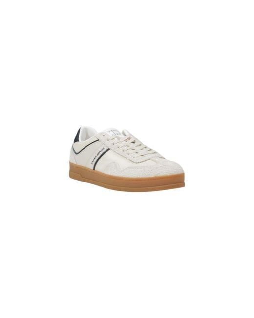 Tommy Hilfiger White Cream Leather Low Top Sneakers for men