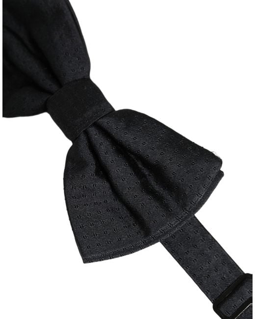 Dolce & Gabbana Black Silk Adjustable Neck Papillon Bow Tie for men