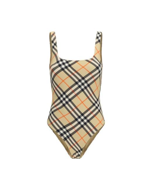 Burberry White Check Swimsuit