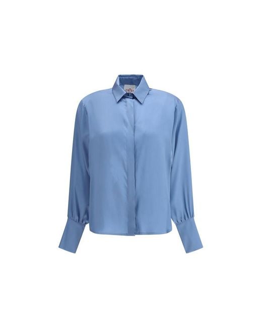 Crida Milano Blue Feltre Silk Shirt