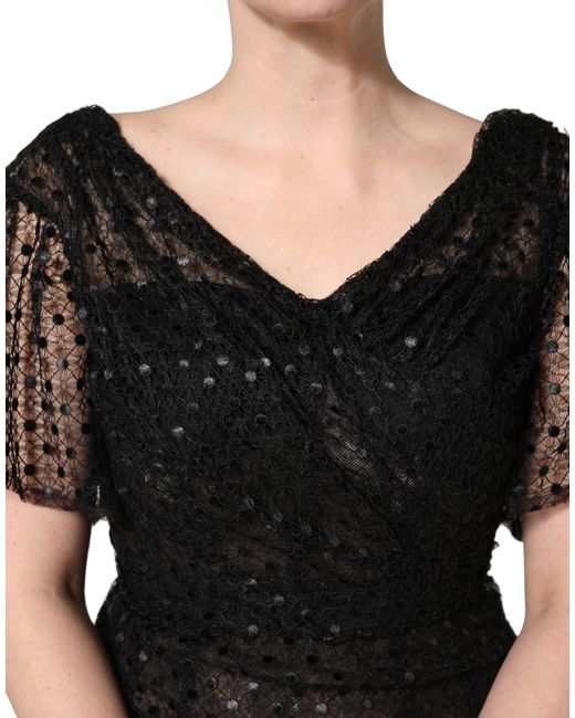 Dolce & Gabbana Black Sequinned Mermaid Evening Gown Dress