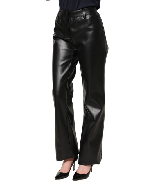 Dolce & Gabbana Black Pu Leather High Waisted Trouser Pants