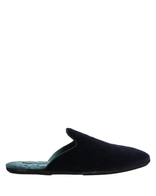 Dolce & Gabbana Dark Blue Suede Slides Flat Slipper Men Shoes for men