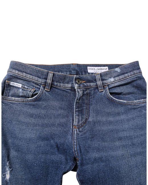Dolce & Gabbana Blue Distressed Slim Jeans for men