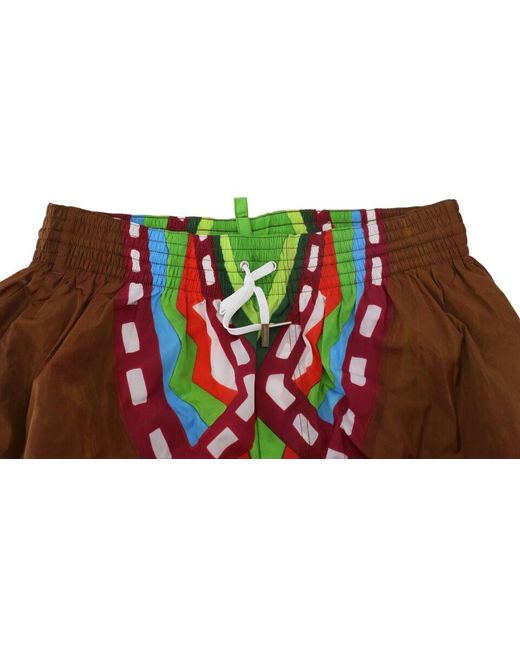 DSquared² Red Multicolor Printedbeachwear Swimwear Short for men