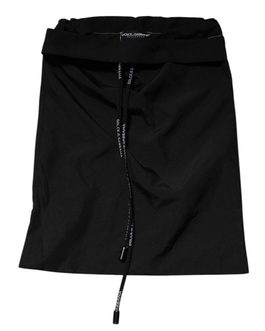 Dolce & Gabbana Black Green Logo Waistband Beachwear Short Swimwear for men