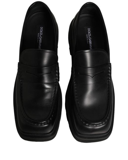 Dolce & Gabbana Black Calfskin Leather Men Dress Loafer Shoes for men