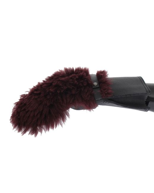 Dolce & Gabbana Black Leather Shearling Gloves for men