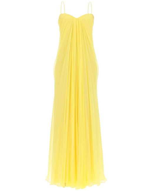 Alexander McQueen Yellow Silk Chiffon Bustier Gown