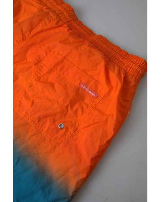 Dolce & Gabbana Orange Blue Gradient Beachwear Swimwear Shorts for men