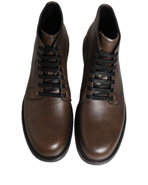 Dolce & Gabbana Brown Perugino Leather Men Ankle Boots Shoes for men