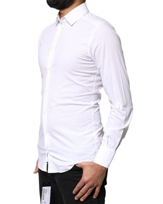 Dolce & Gabbana White Cotton Long Sleeves Dress Shirt for men