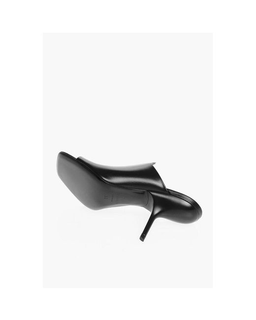 Ferragamo Black Leather Era Open Toe Mules 8cm
