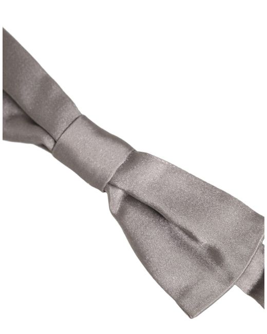 Dolce & Gabbana Men Gray 100% Silk Adjustable Neck Papillon Bow Tie for men