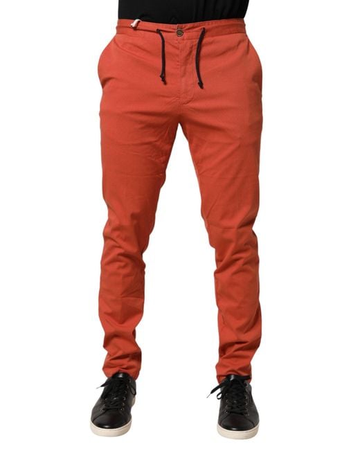 Domenico Tagliente Red Orange Skinny Fit Men Chino Trouser Pants for men