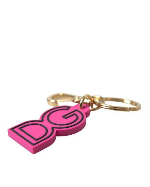 Dolce & Gabbana Pink Rubber Tone Metal Dg Logo Keyring Keychain