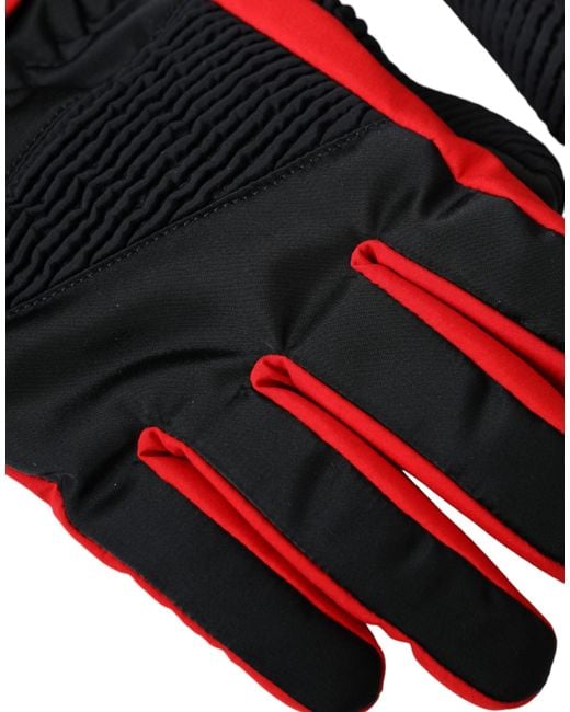 Dolce & Gabbana Black Nylon Wrist Length Gloves for men