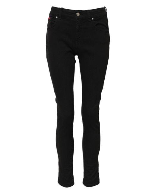 Dolce & Gabbana Black Cotton Logo Skinny Mid Waist Denim Jeans for men