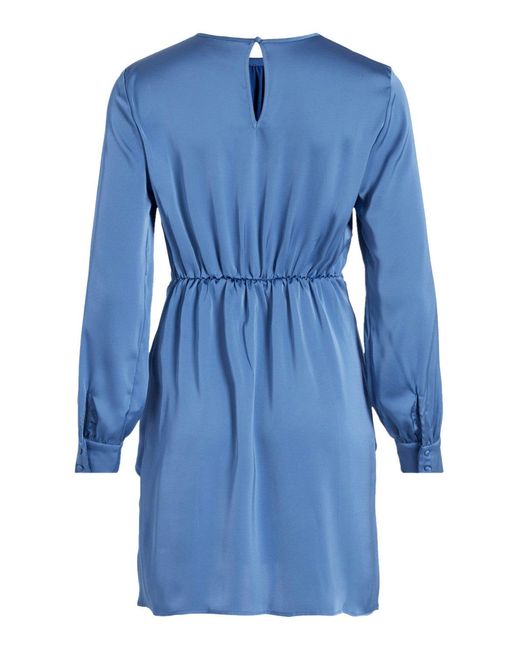 VILA CLOTHES Blue Mini Dress Tiewaist Style