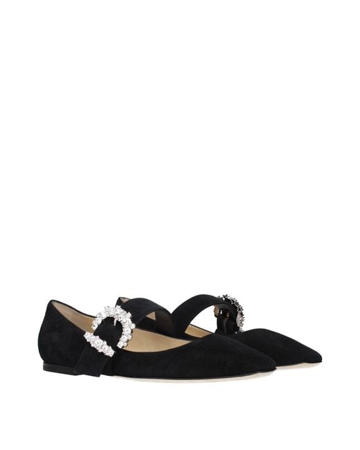 Jimmy Choo Black Leather Ballet Flats