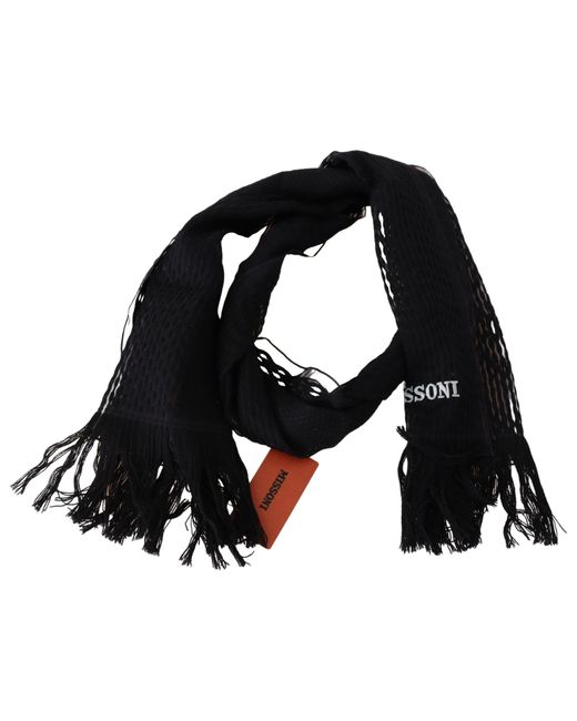 Missoni Black Wool Neck Warmer Wrap Scarf for men