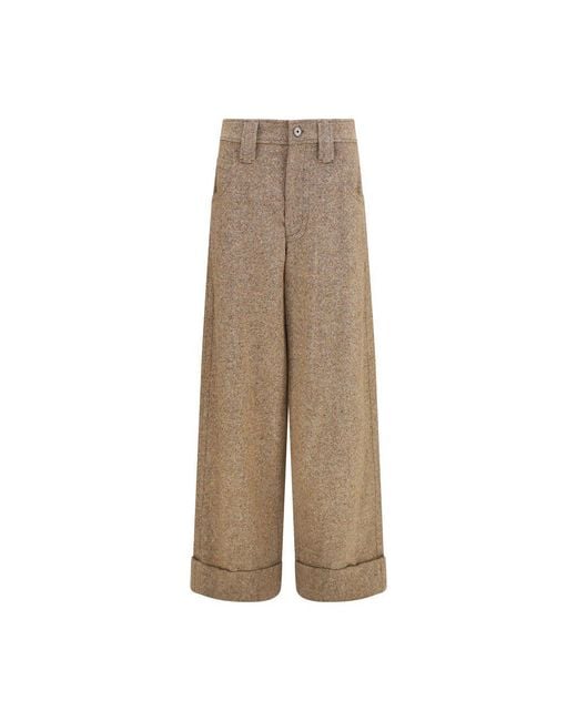 Brunello Cucinelli Natural Beige Wool Oves Aries Casual Pants