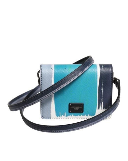Dolce & Gabbana Blue Leather Dg Logo Bifold Card Holder Wallet for men