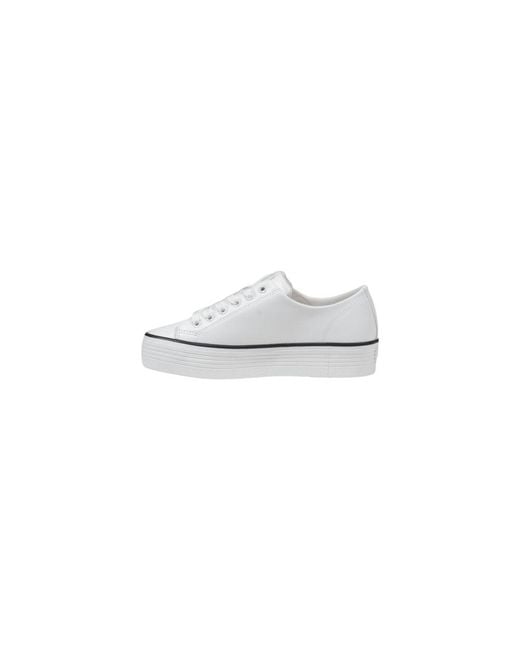 Calvin Klein Black And White Leather Platform Sneakers