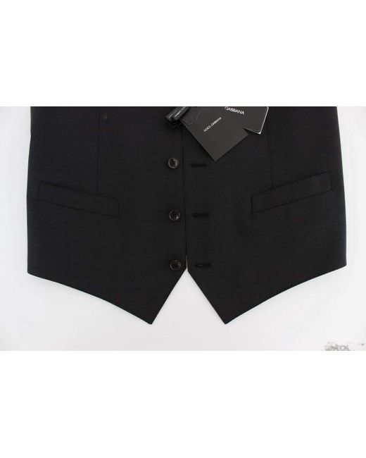 Dolce & Gabbana Black Dolce Gabbana Wool Stretch Dress Blazer Vest for men