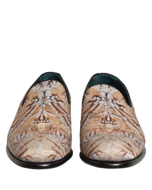 Dolce & Gabbana Multicolor Gold Brocade Baroque Men Loafers Shoes for men