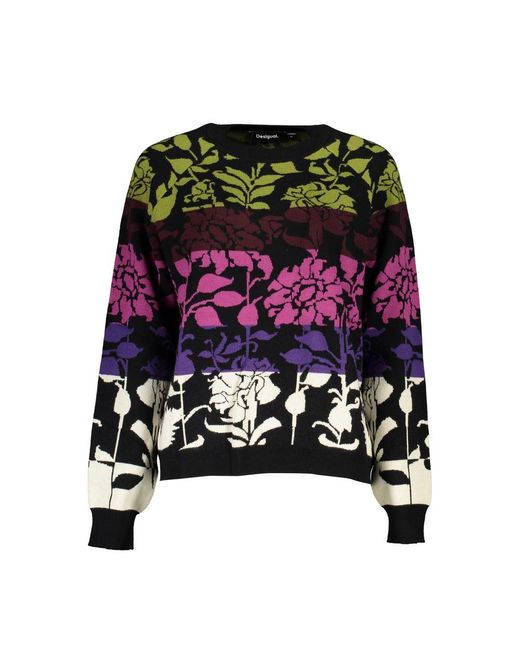 Desigual Black Chic Long-Sleeved Sweater With Contrast Details