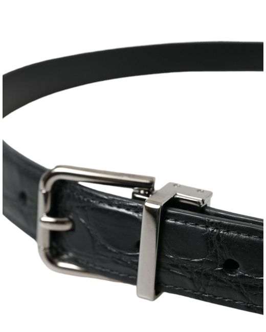 Dolce & Gabbana Black Elegant Leather Belt With Metal Buckle
