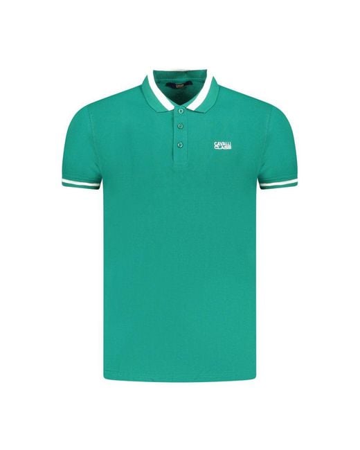 Roberto Cavalli Green Cotton Polo for men