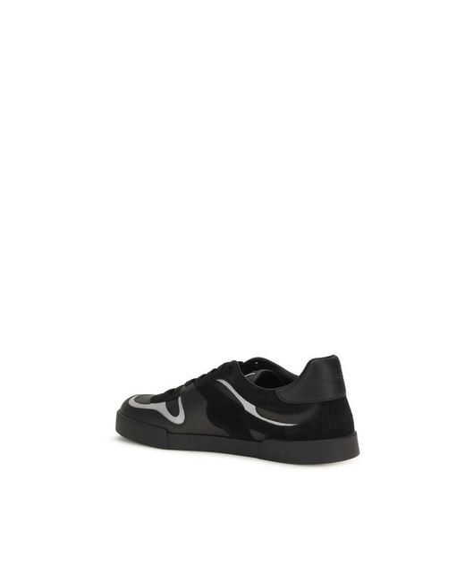Dolce & Gabbana Black Calf Leather Bos Taurus Sneakers for men