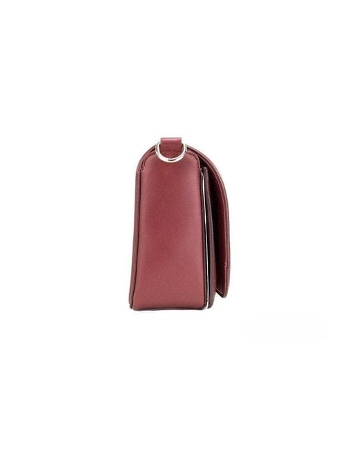 Marc Jacobs Red Medium Metal Signet Syrah Smooth Leather Flap Crossbody Purse Bag