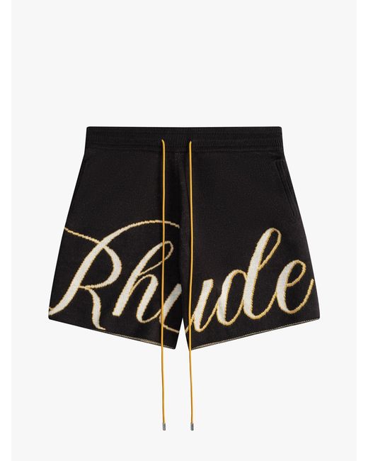 Rhude Black Script Knit Short for men