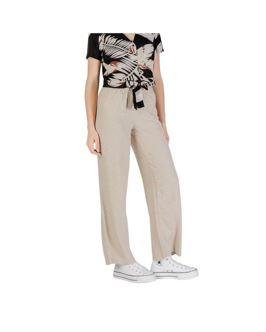ONLY Natural Beige Linen Casual Pants