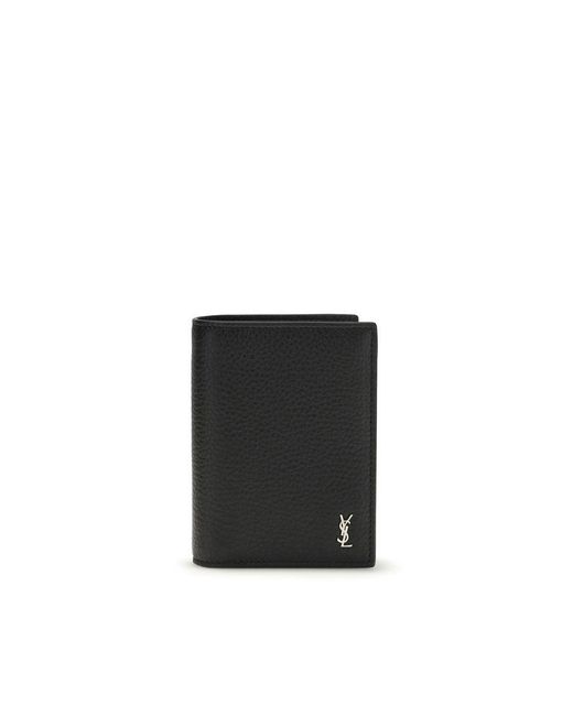 Saint Laurent Black Calf Leather Bos Taurus Wallet for men