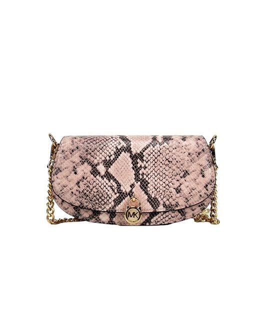 Michael Kors Black Mila Small Snakeskin Messenger Crossbody Bag