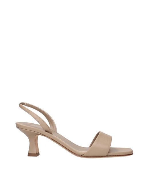 3Juin Natural Beige Leather Flat Sandals