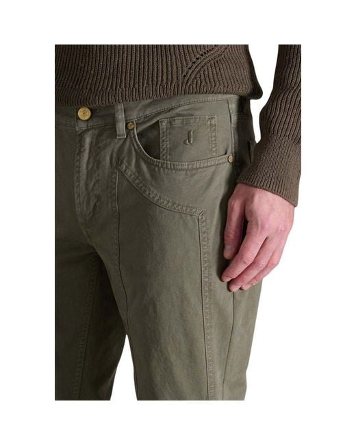 Jeckerson Green Cotton Skinny Pants for men