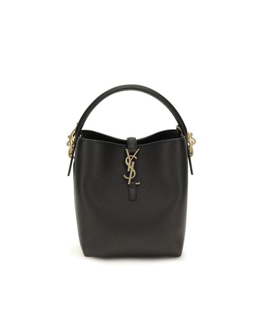 Saint Laurent Black Calf Leather Bos Taurus Backet Bag