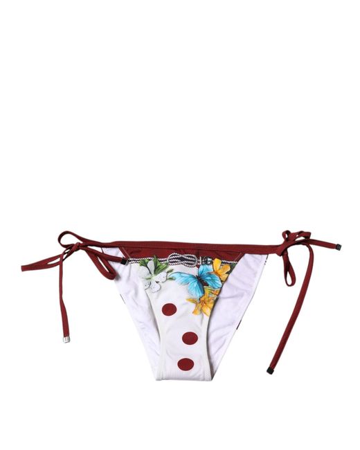 Dolce & Gabbana White Floral Print Bikini Bottoms