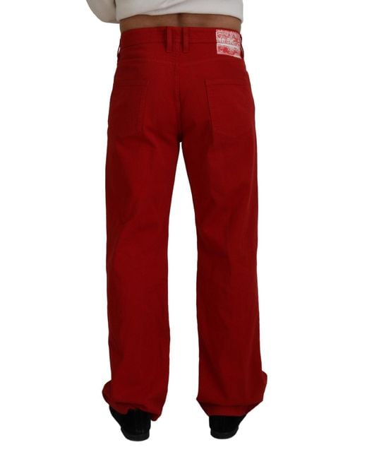 Dolce & Gabbana Red Cotton Straight Fit Denim Jeans for men
