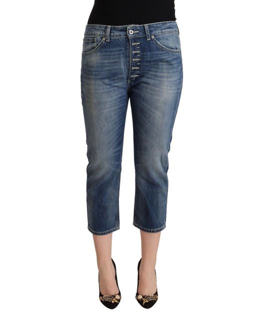 Dondup Blue Washed Mid Waist Capri Denim Jeans